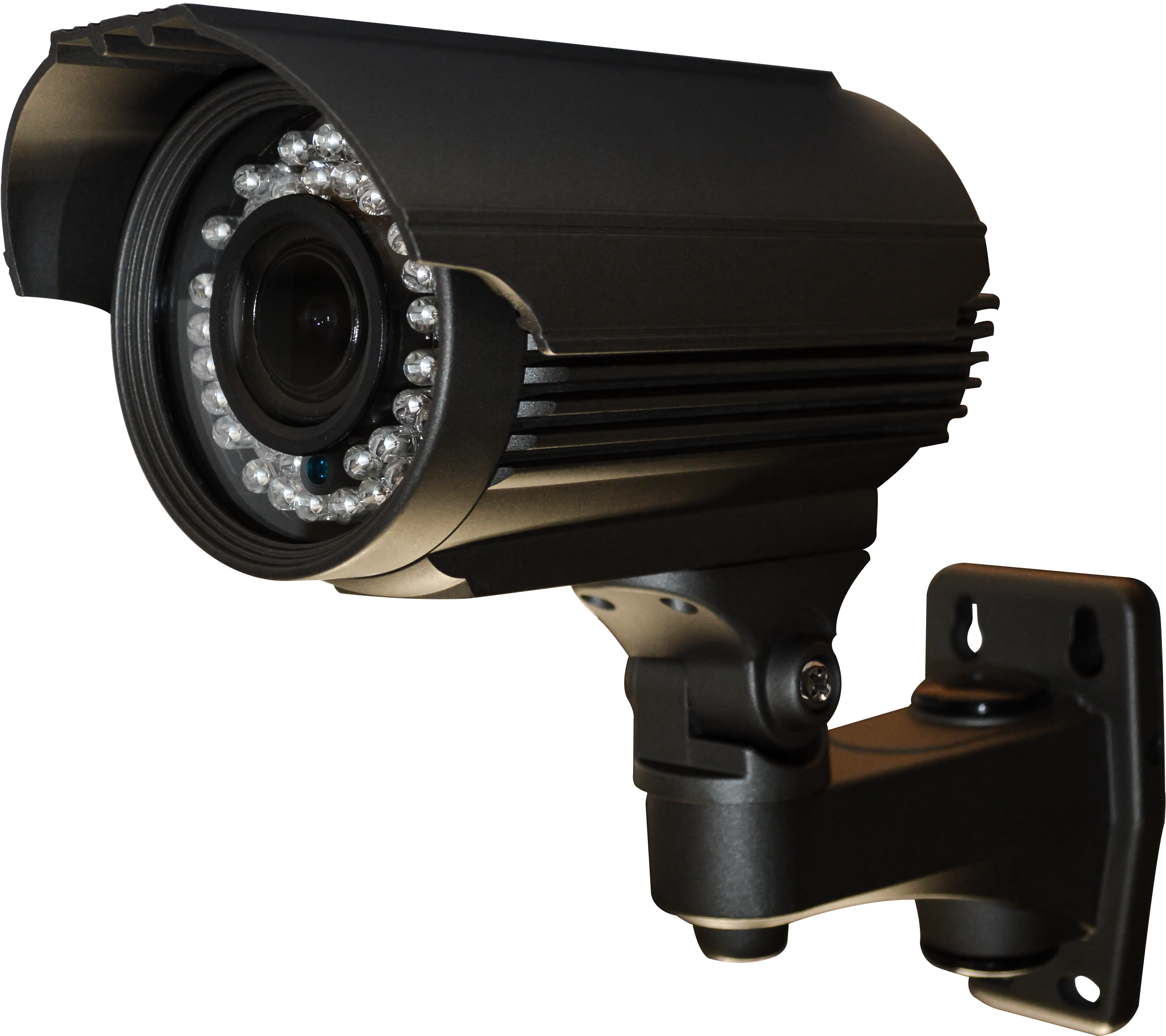 Black Outdoor CCTV Bullet Camera With Infrared LED Ring