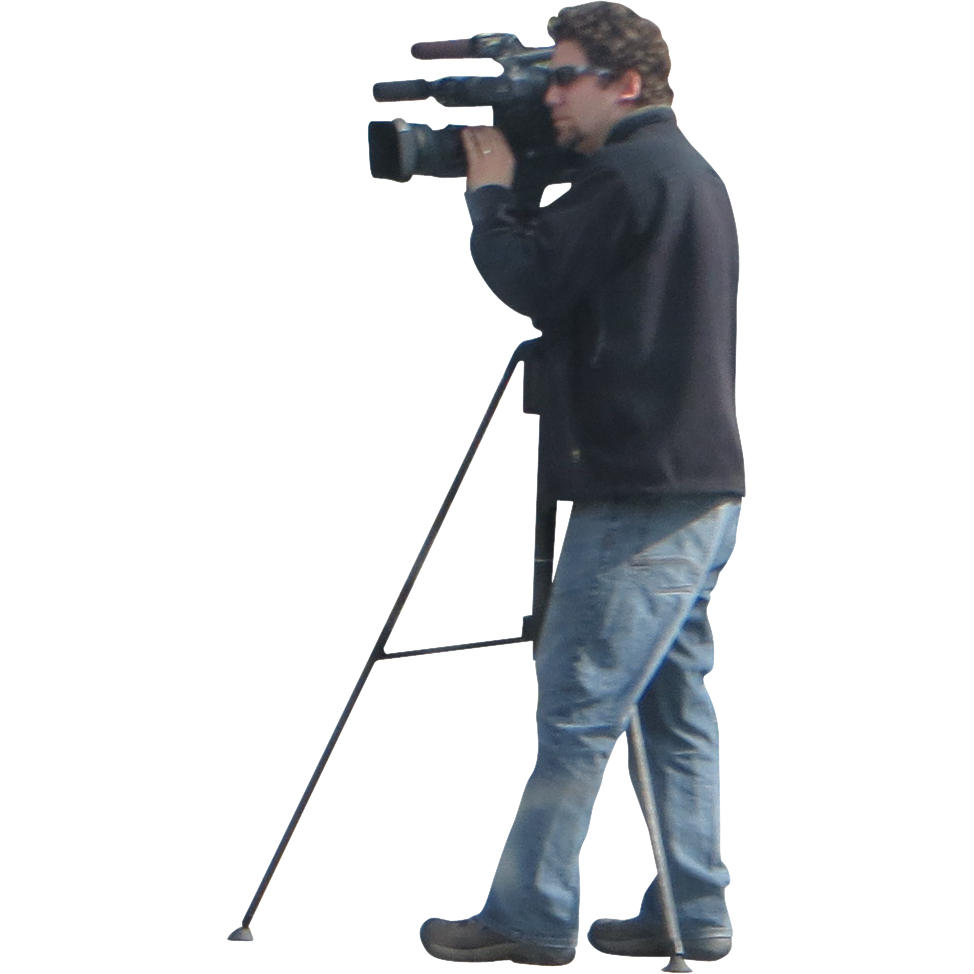 Cameraman Operating Professional Video Camera On Tripod