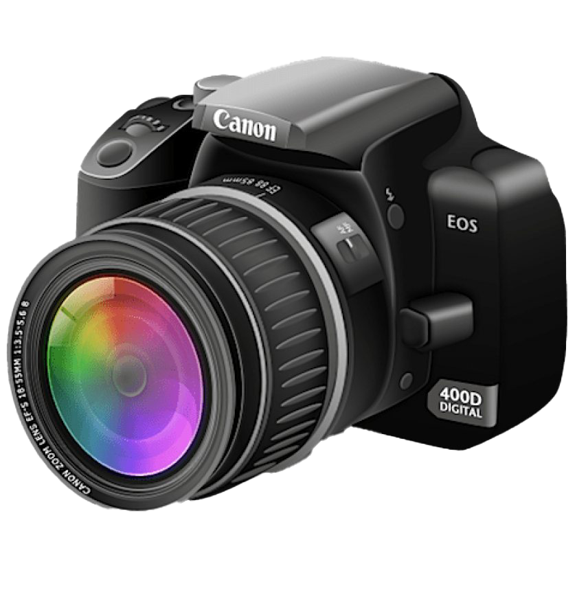 Canon DSLR Camera Illustration With Colorful Rainbow Lens Effect