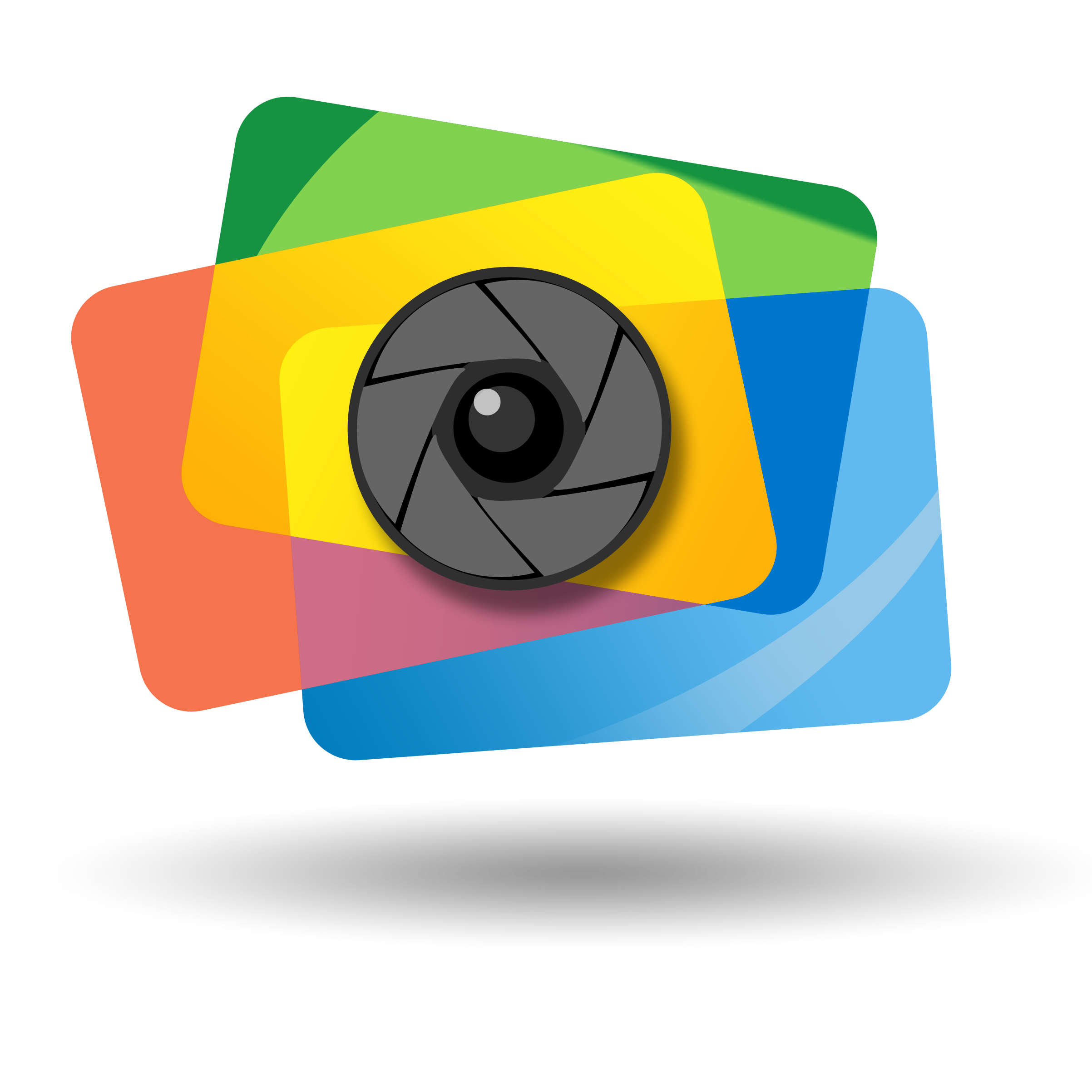 Colorful Camera Aperture App Icon With Layered Square Backgrounds