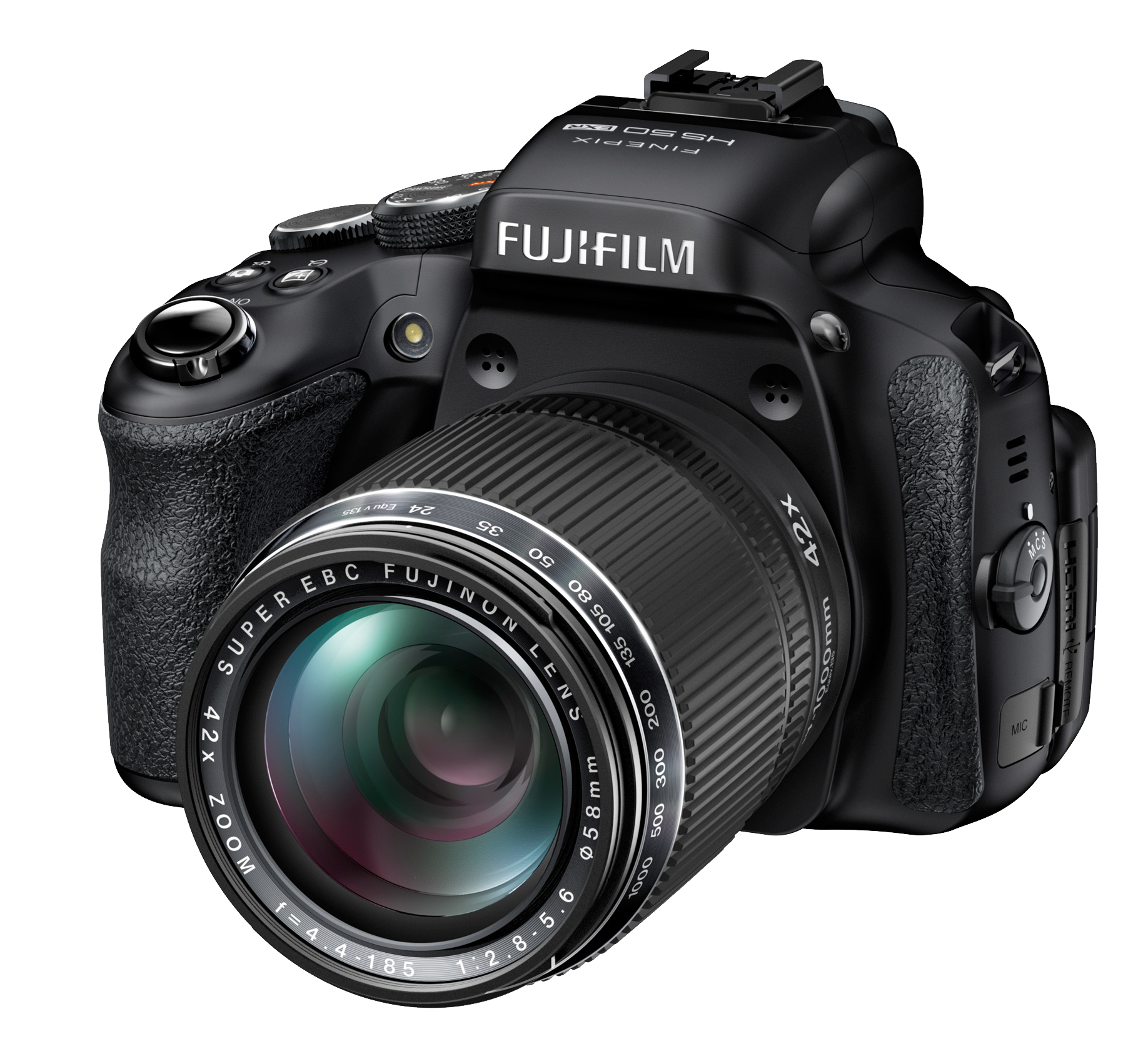 Fujifilm DSLR Camera With Attached Zoom Lens Front View