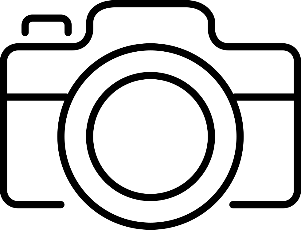 Minimal Black Line Art Camera Icon With Center Lens