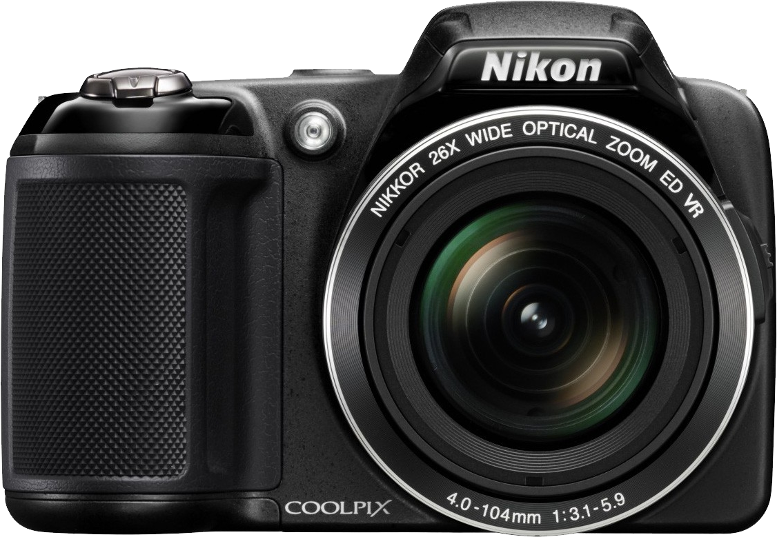 Nikon Coolpix Compact Camera Front View With Large Zoom Lens