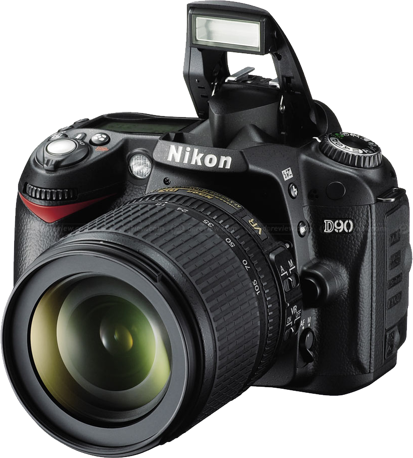 Nikon D90 DSLR Camera With Lens And Raised Pop Up Flash