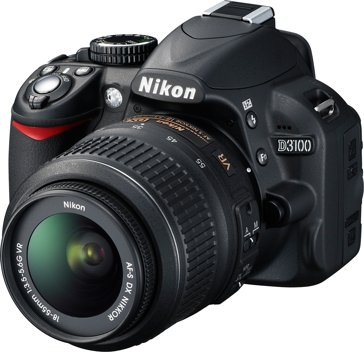 Nikon D3100 DSLR Camera With Zoom Lens And Flash