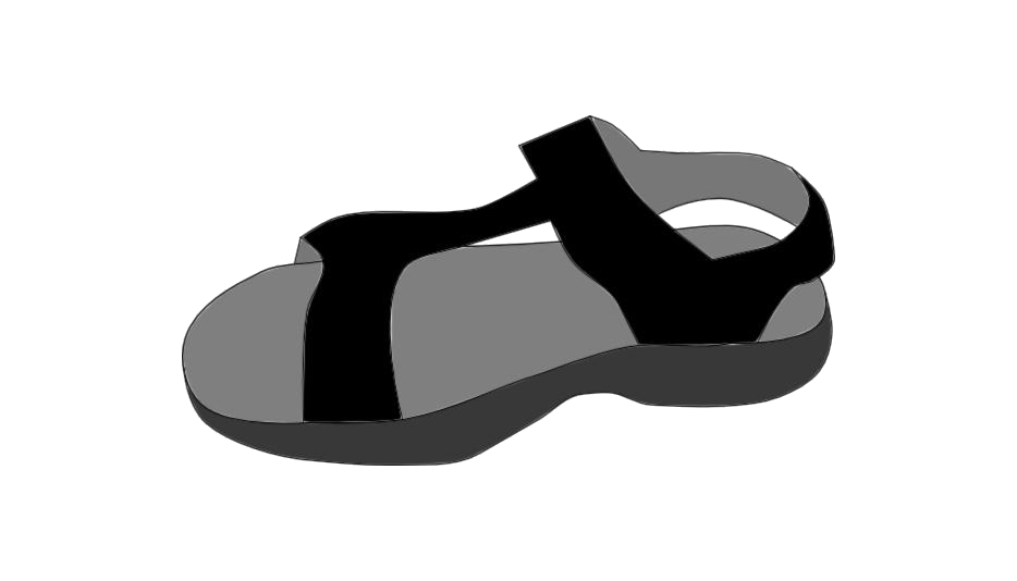 Black And Gray Sport Sandal Silhouette With Adjustable Heel Strap