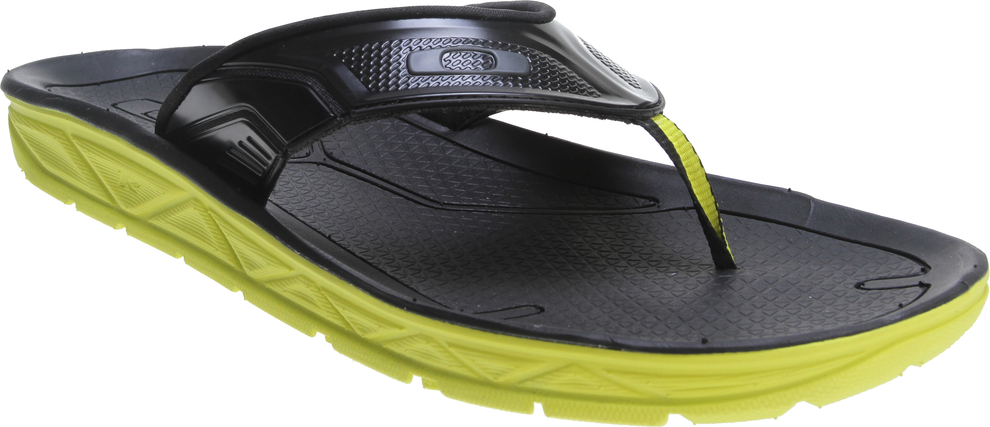 Black Flip Flop Sandal With Bright Lime Green Cushioned Sole
