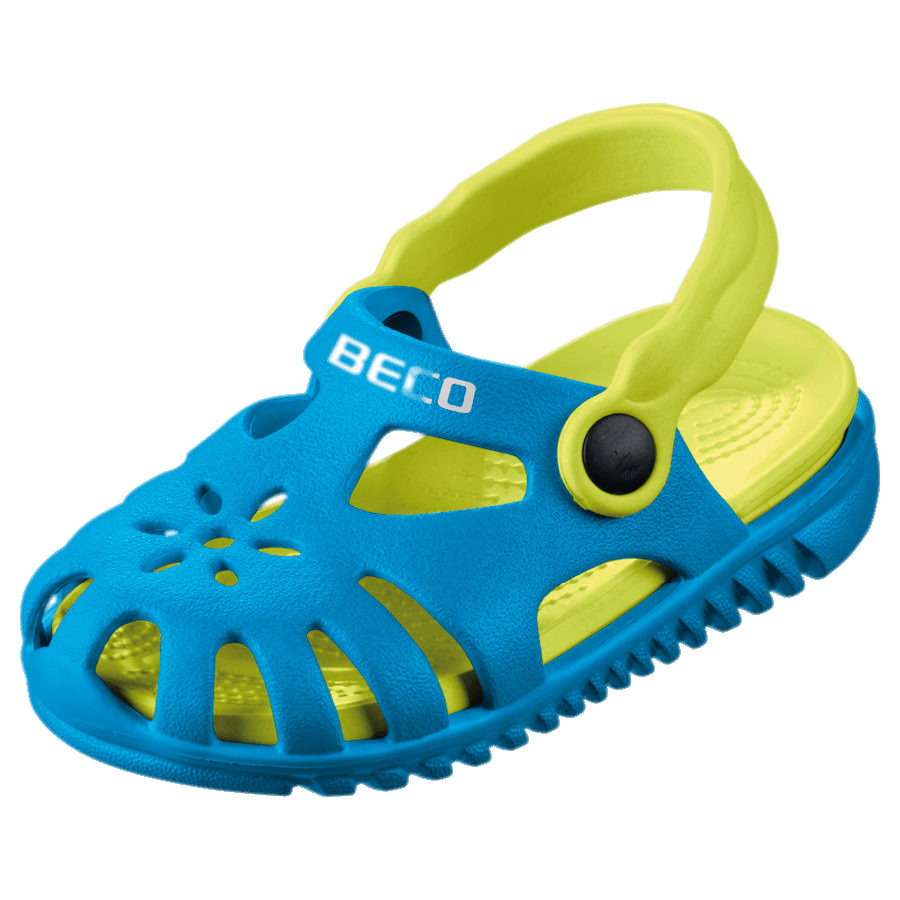 Blue And Yellow Closed Toe Water Sandal With Ventilation Holes