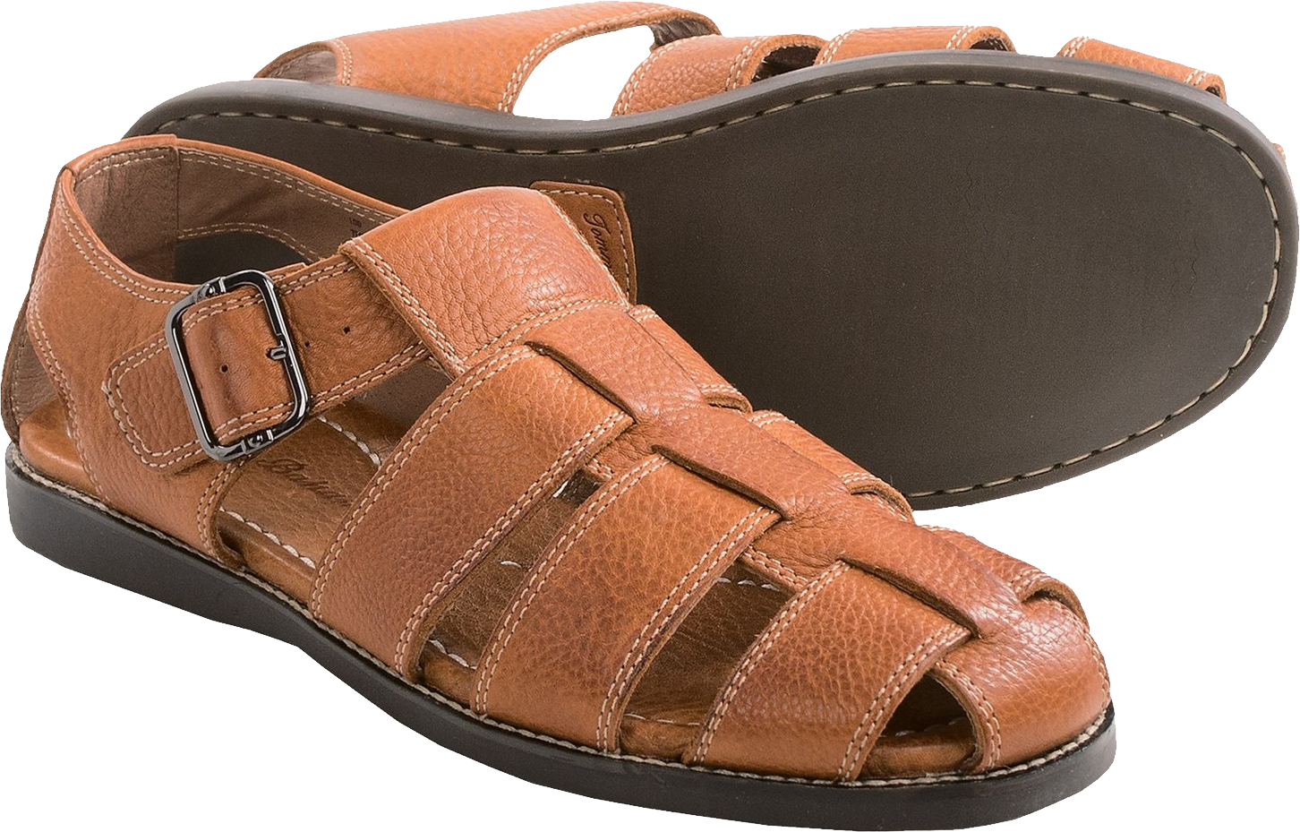 Brown Leather Gladiator Sandals With Multiple Buckle Straps