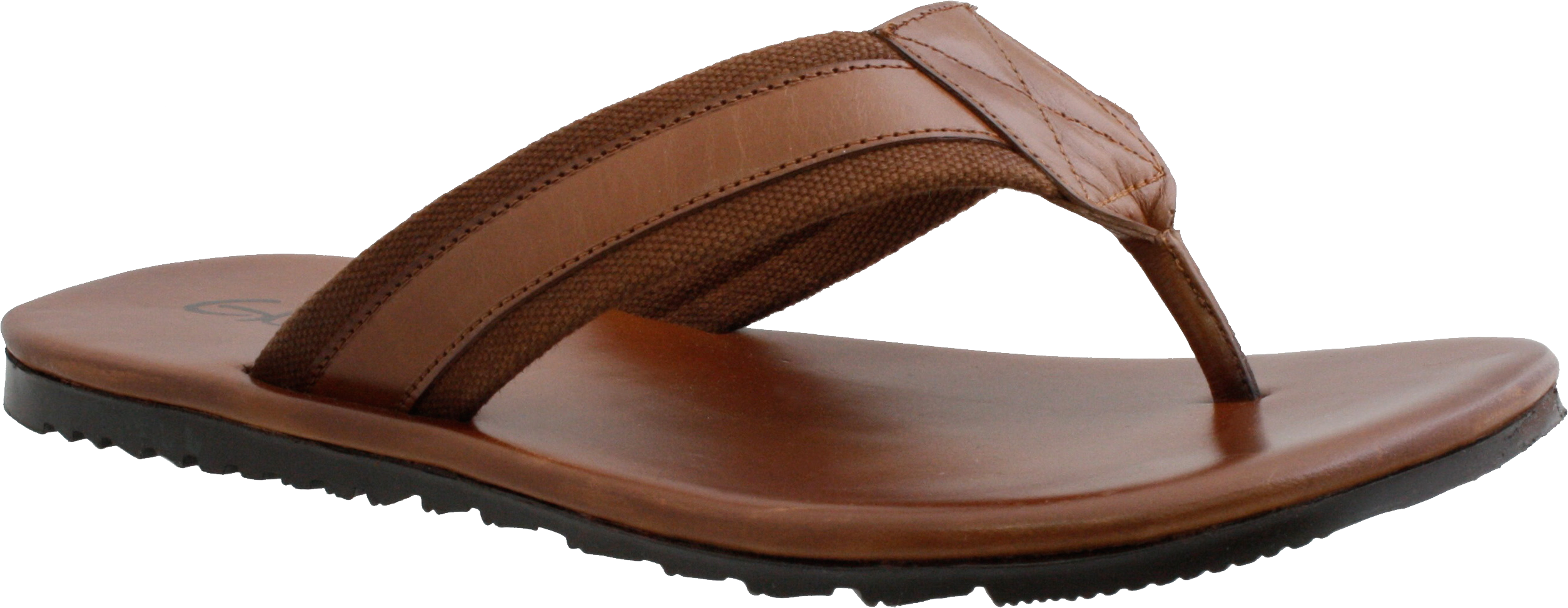 Brown Leather Thong Sandal With Cushioned Footbed Side View