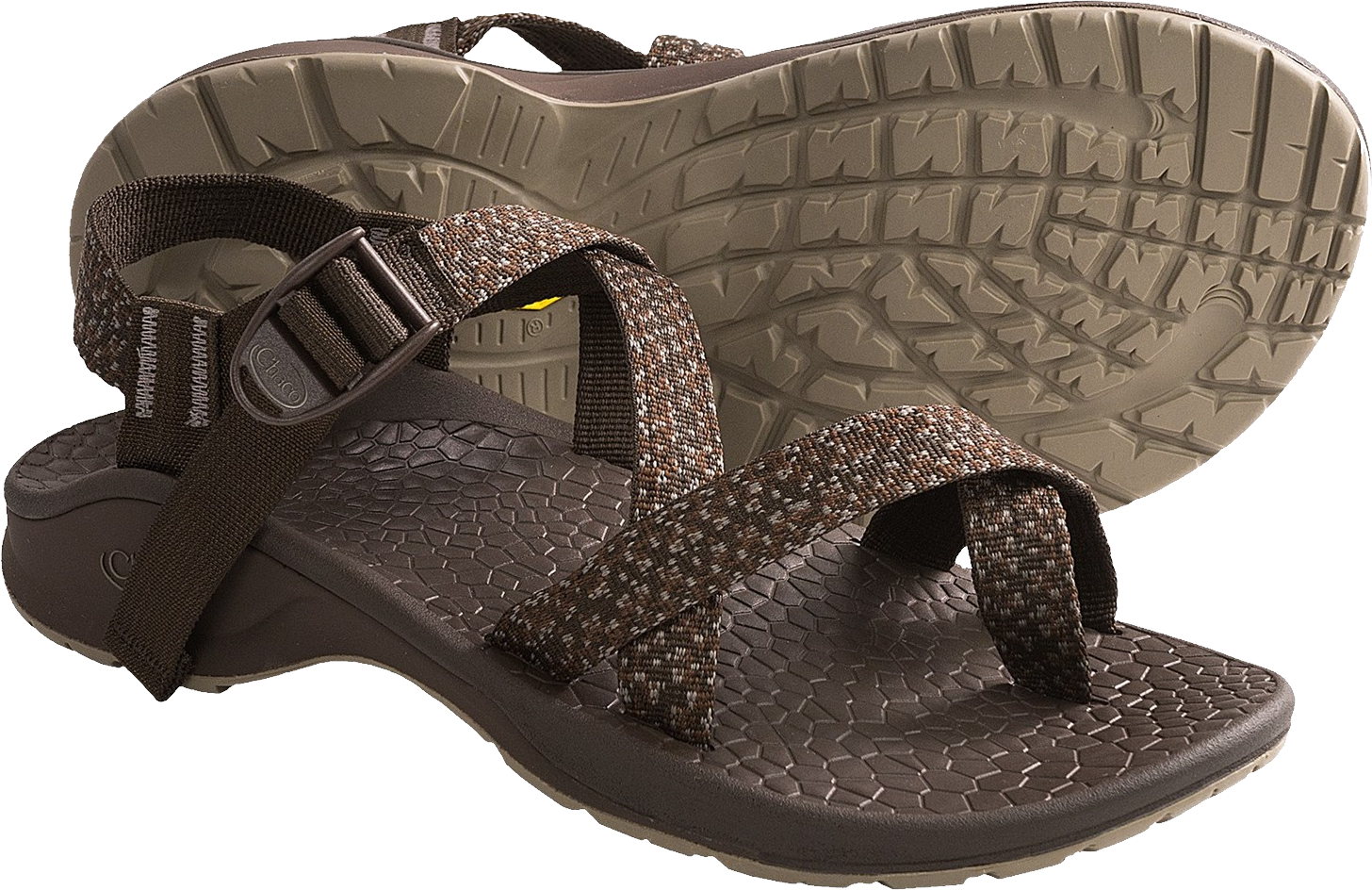 Pair Of Dark Brown Outdoor Sandals With Wide Adjustable Straps