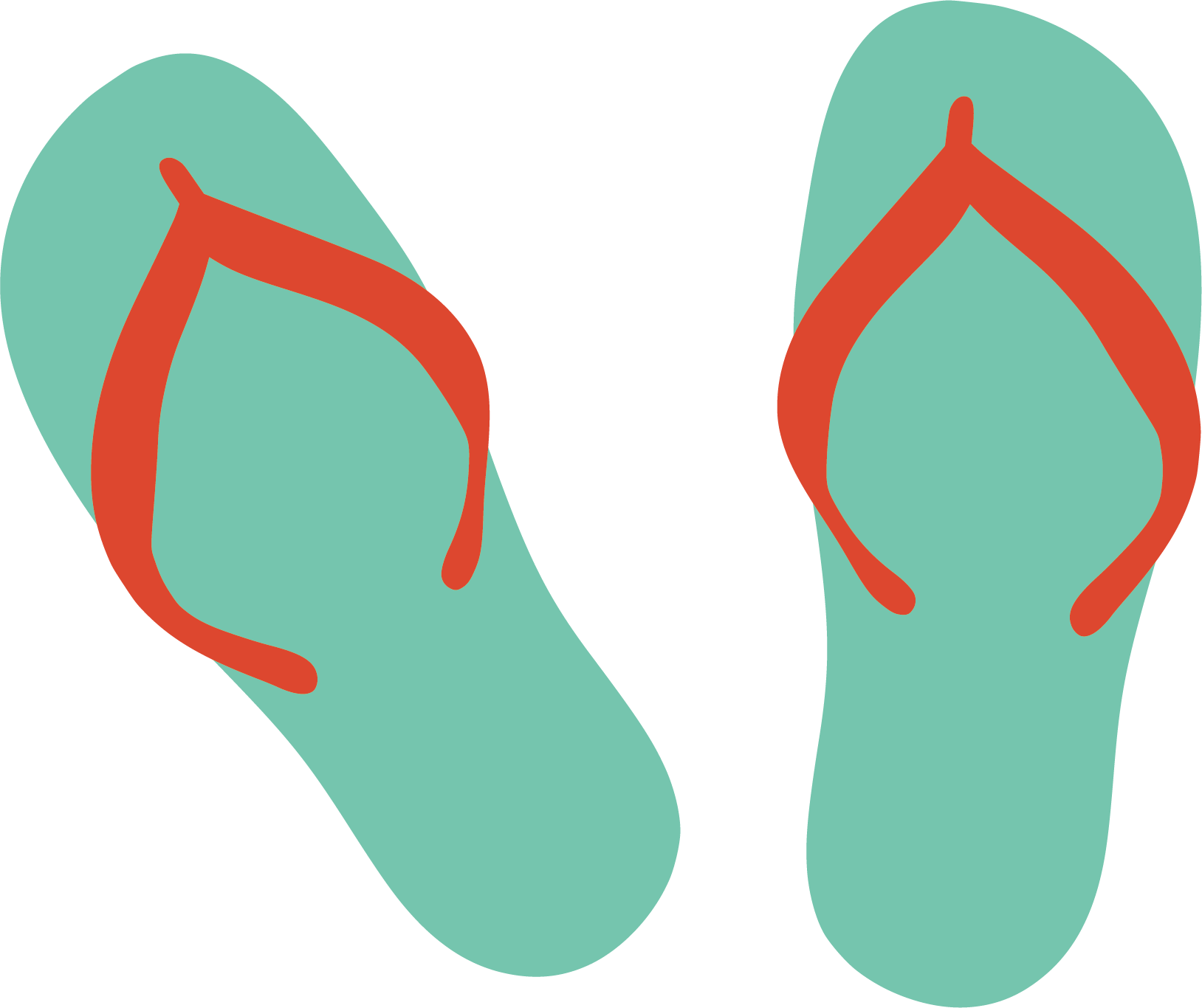 Pair Of Mint Green Flip Flops With Red Thong Straps Vector Art