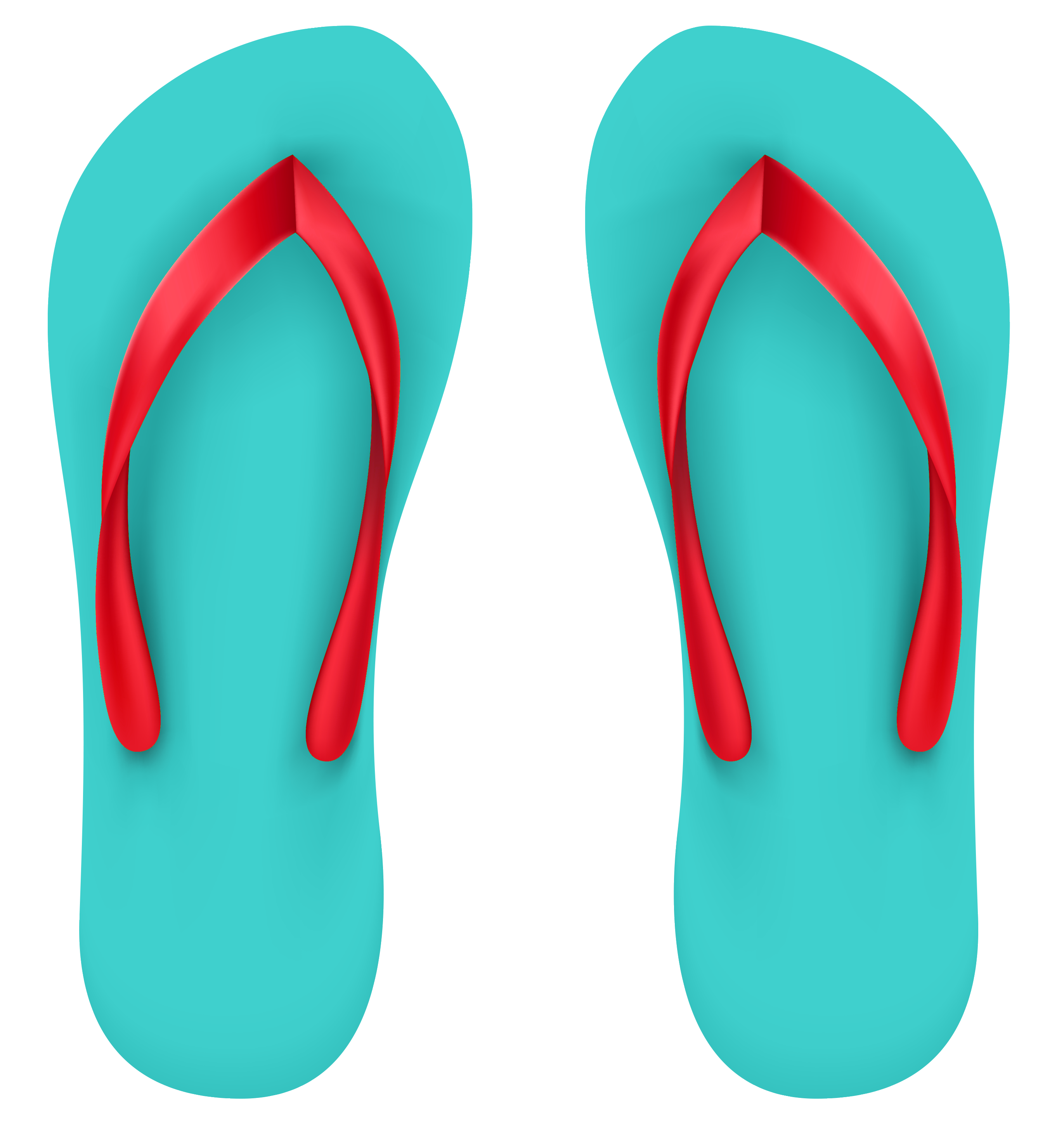 Pair Of Turquoise Flip Flops With Red Straps Isolated PNG Image