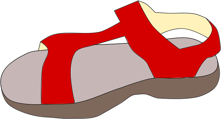 Red And Beige Flat Sandal Cartoon Illustration Transparent PNG Image