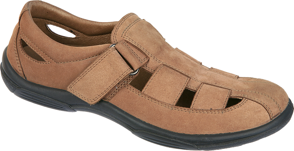 Tan Leather Fisherman Sandal With Adjustable Buckle Straps Product Photo