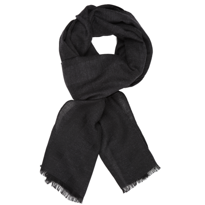 Black Soft Wool Scarf Wrapped In A Loose Loop Product Image