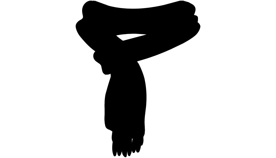 Black Winter Scarf Silhouette With Fringe Transparent Background PNG