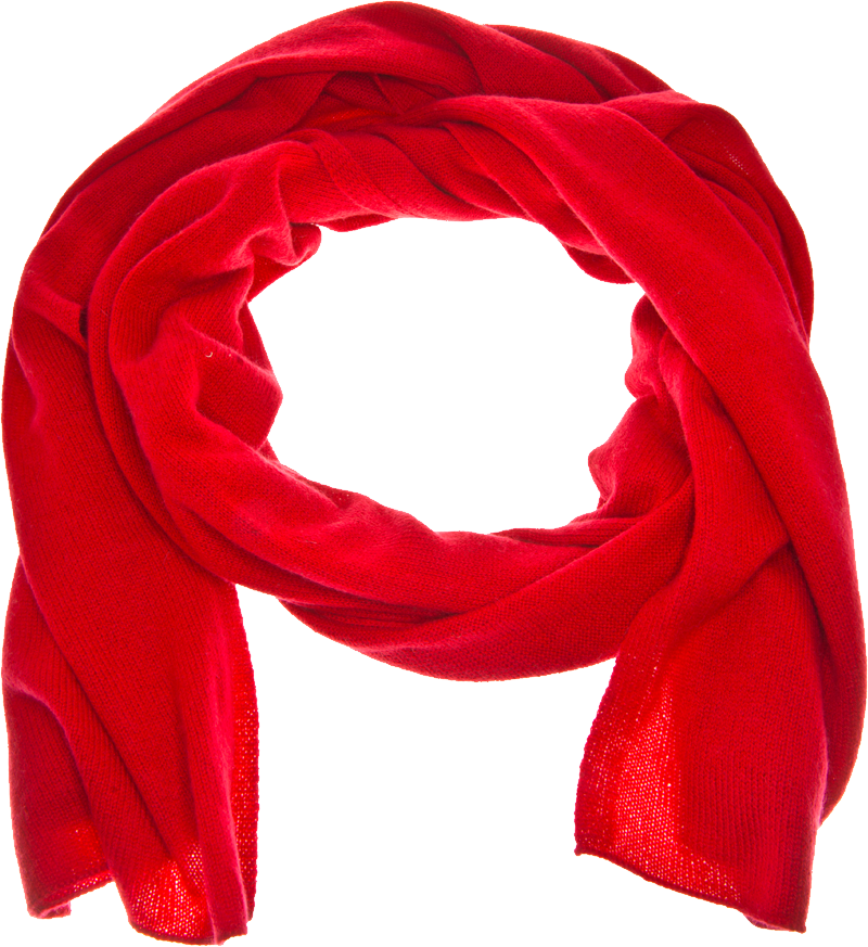 Bright Red Lightweight Scarf Draped In Circular Fashion Shape