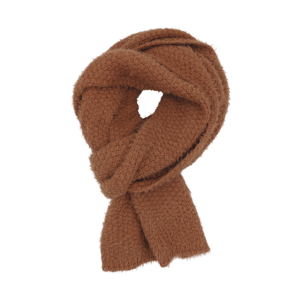 Brown Chunky Knit Infinity Scarf With Twisted Loop Design