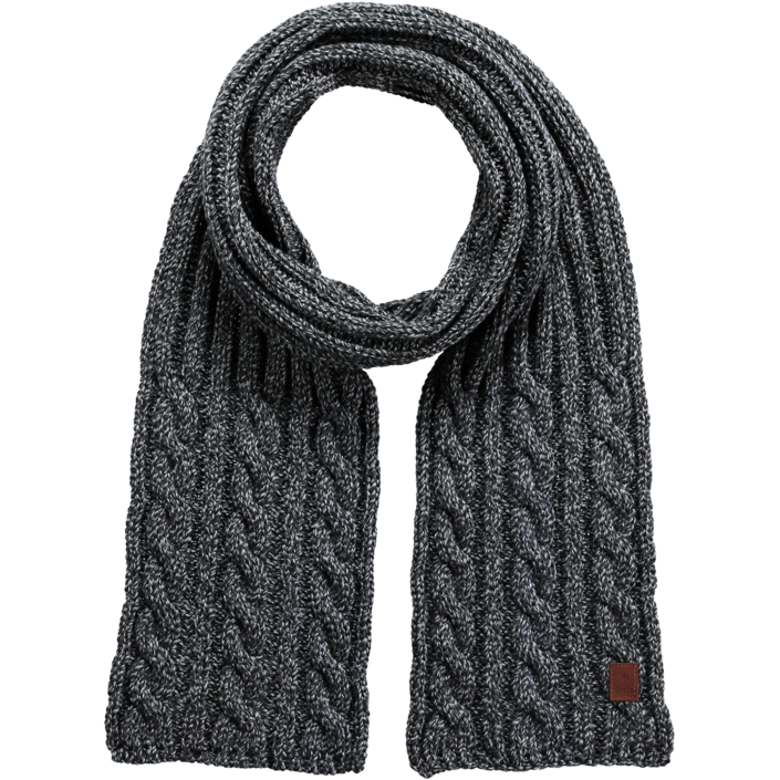 Charcoal Gray Cable Knit Winter Scarf With Fringed Ends Product Photo