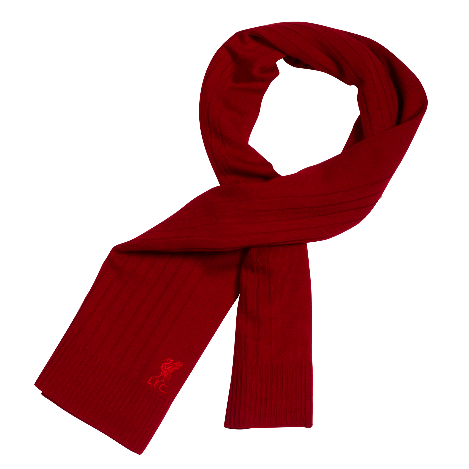 Dark Red Winter Scarf Tied In A Knot With Long Ends