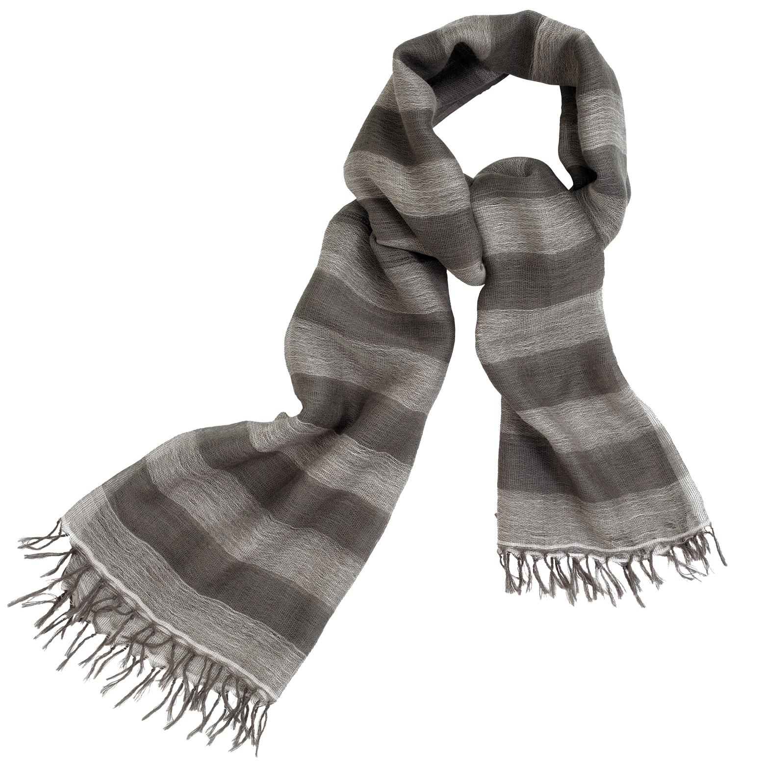 Gray And White Plaid Winter Scarf With Fringed Tassels