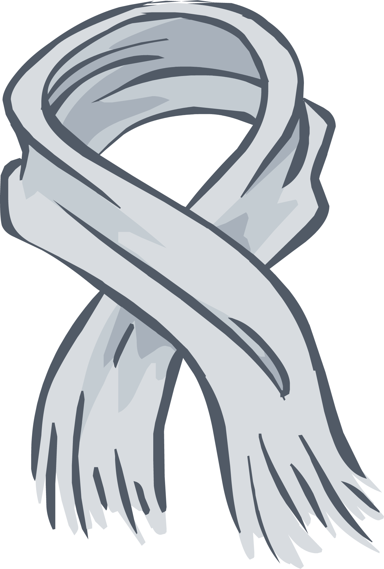 Light Gray Scarf Line Drawing With Folded Fabric And Fringe