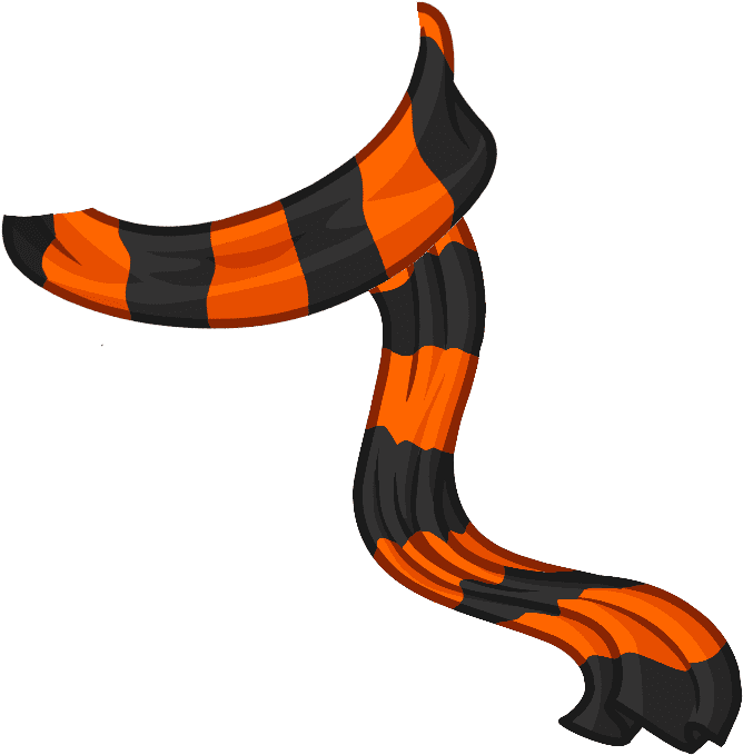 Orange And Black Striped Cartoon Scarf With Tassel Ends