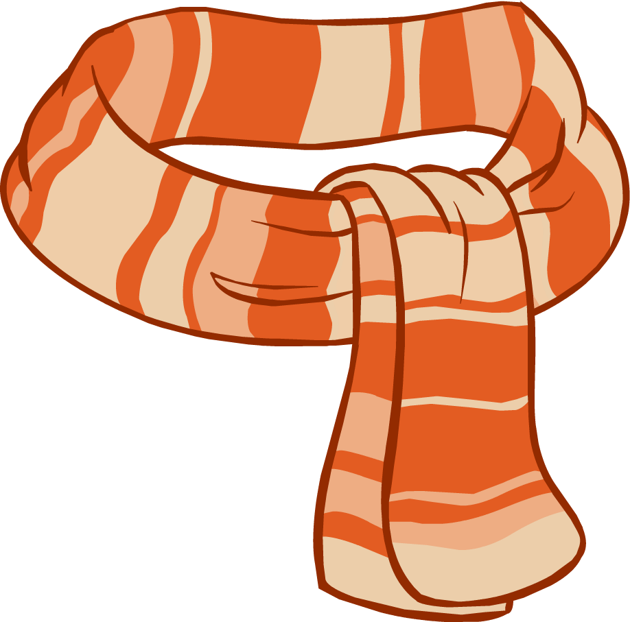 Orange And Cream Striped Scarf Cartoon With Long Hanging Ends