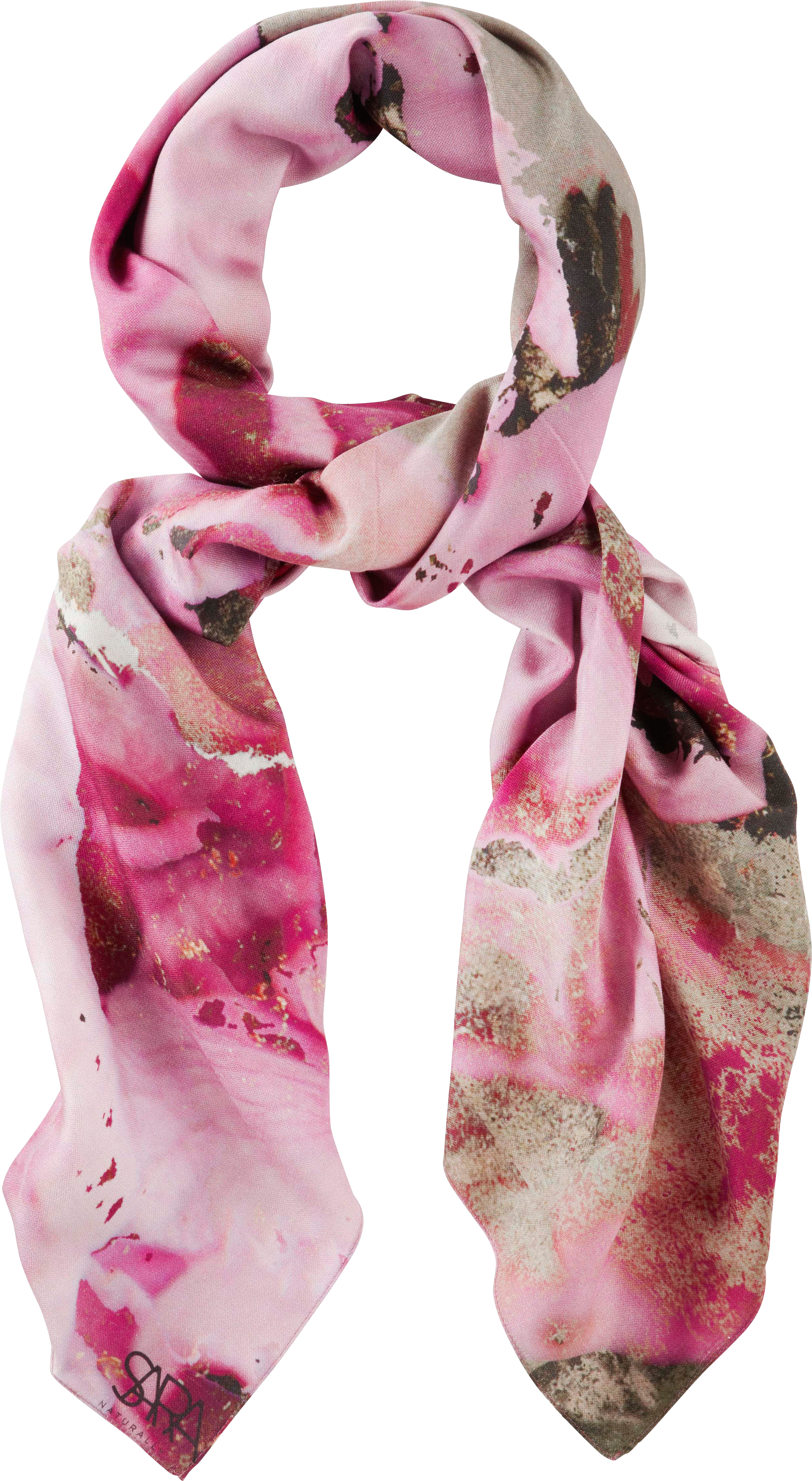 Pink Floral Print Lightweight Womens Scarf With Soft Draped Fabric