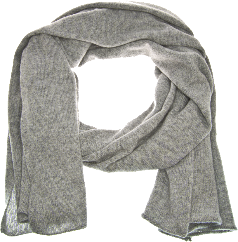 Soft Gray Wool Scarf Wrapped In Loose Loop Product Image