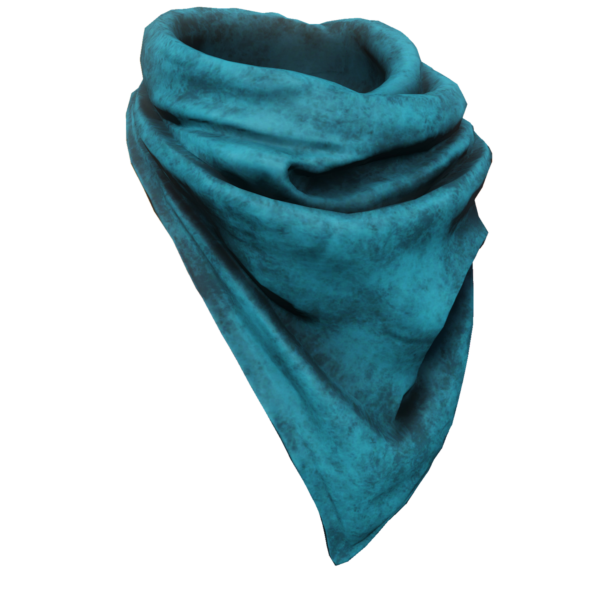 Teal Blue Fleece Neck Warmer Scarf With Draped Folded Fabric