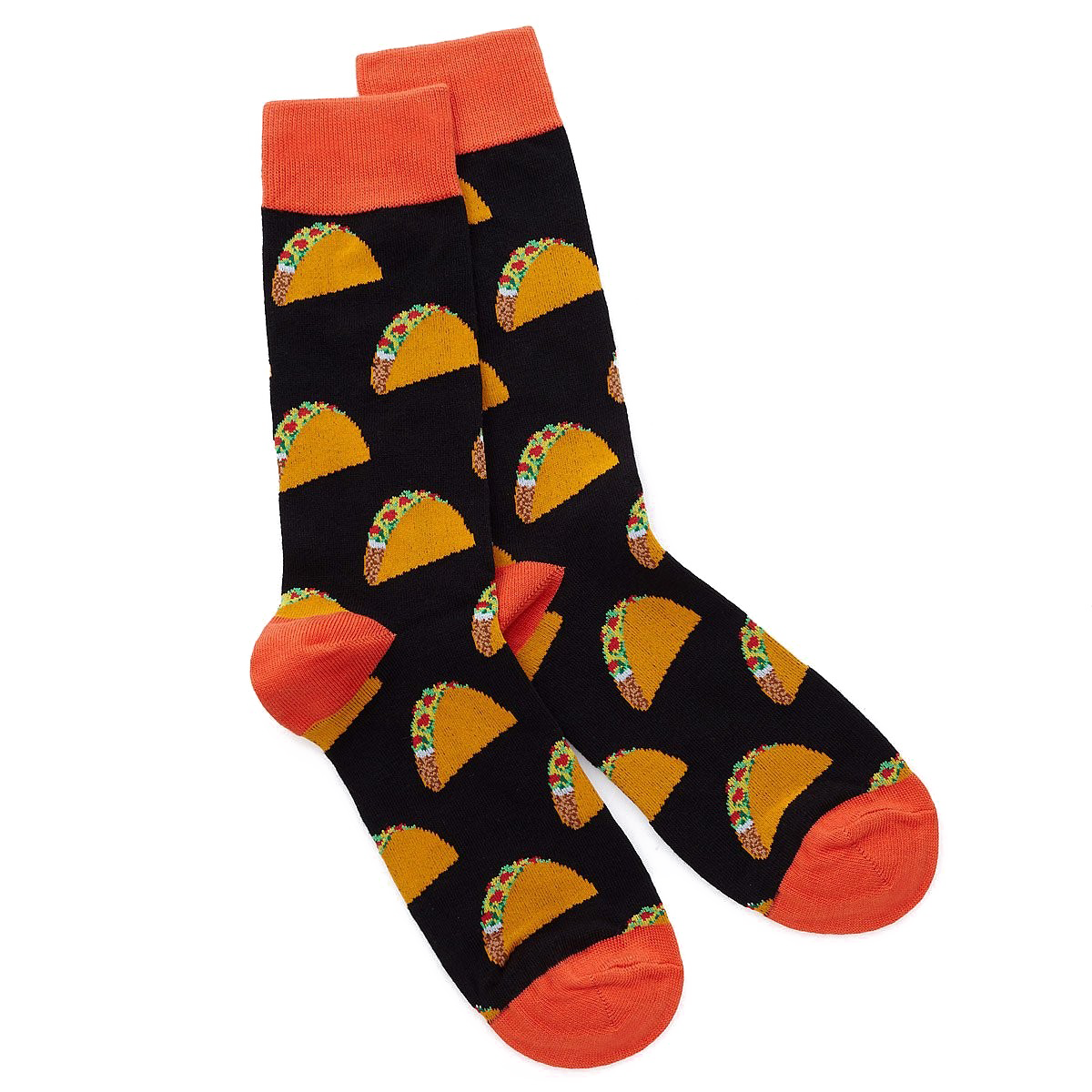 Black Crew Socks With Colorful Pizza Slice Pattern