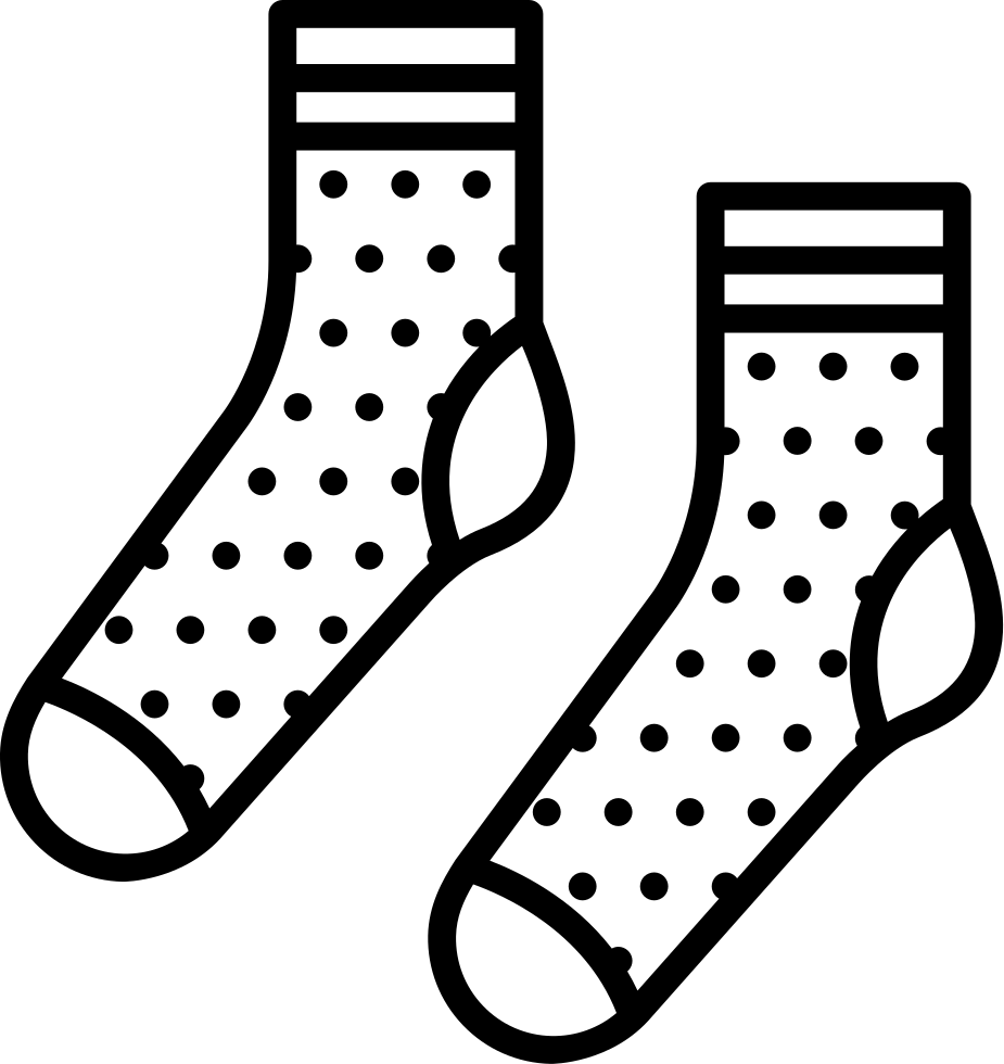 Black Outline Drawing Of Two Polka Dot Crew Socks