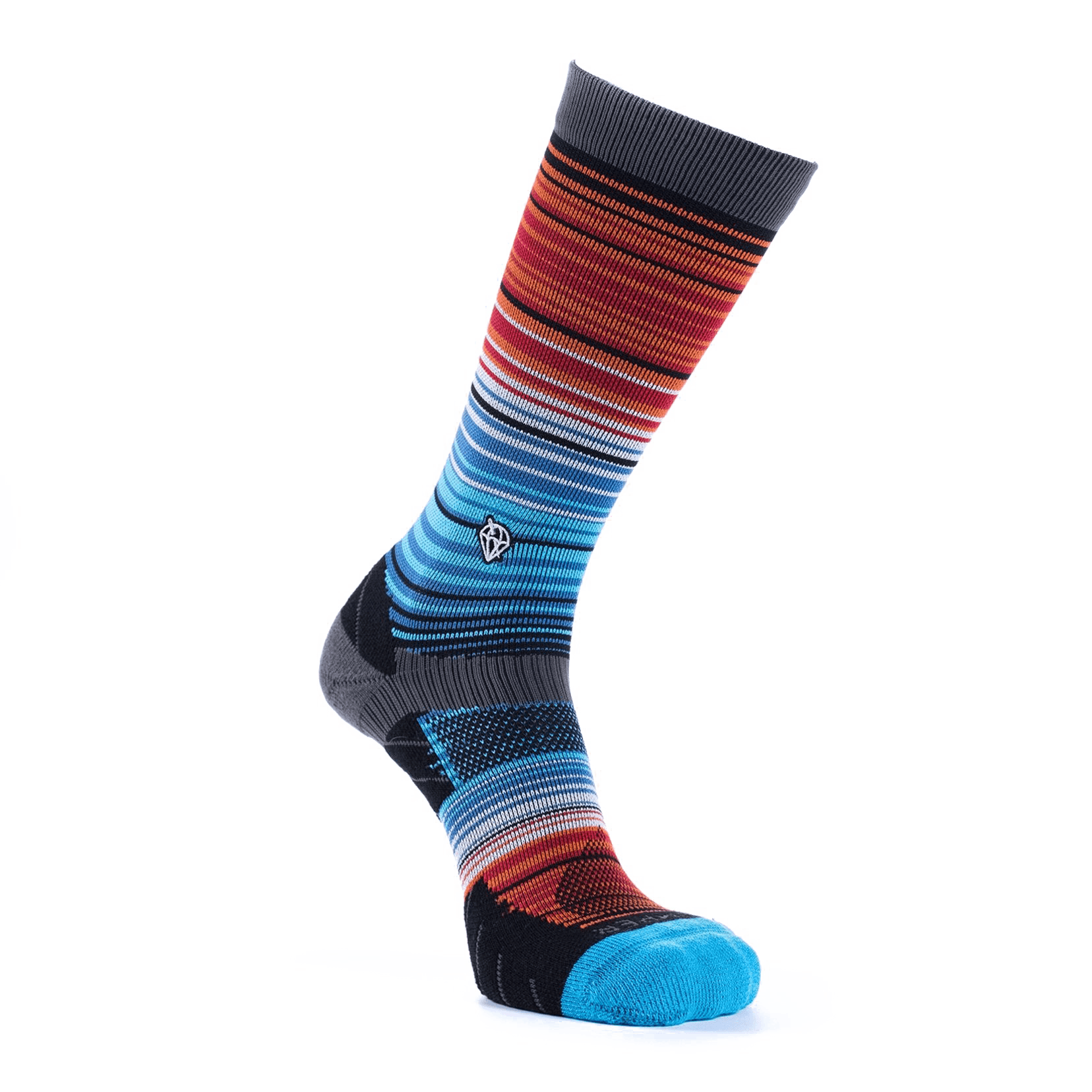 Colorful Gradient Running Sock With Blue Orange And Red Zones
