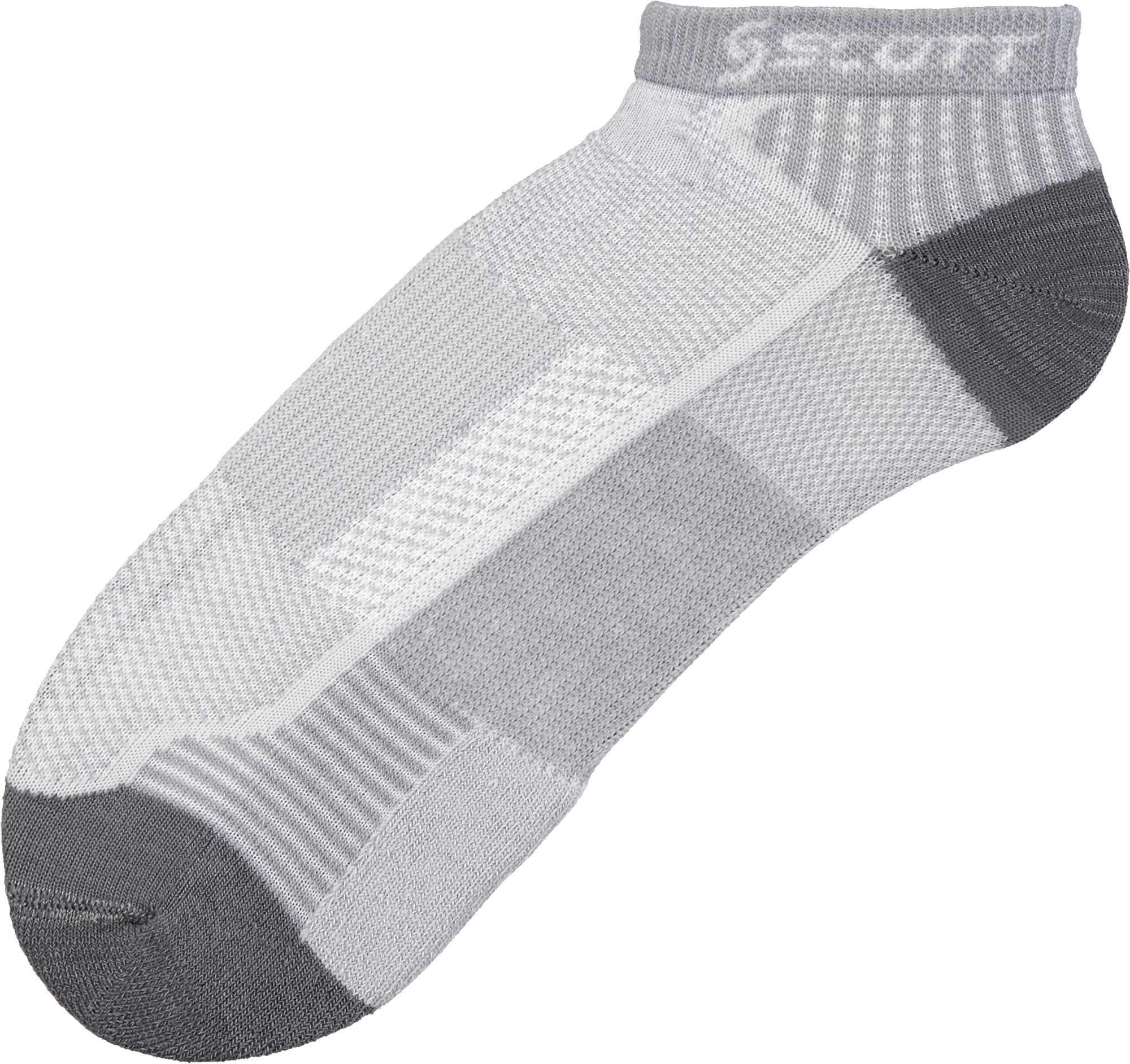 Gray And White Striped Athletic Ankle Sock With Cushioned Sole