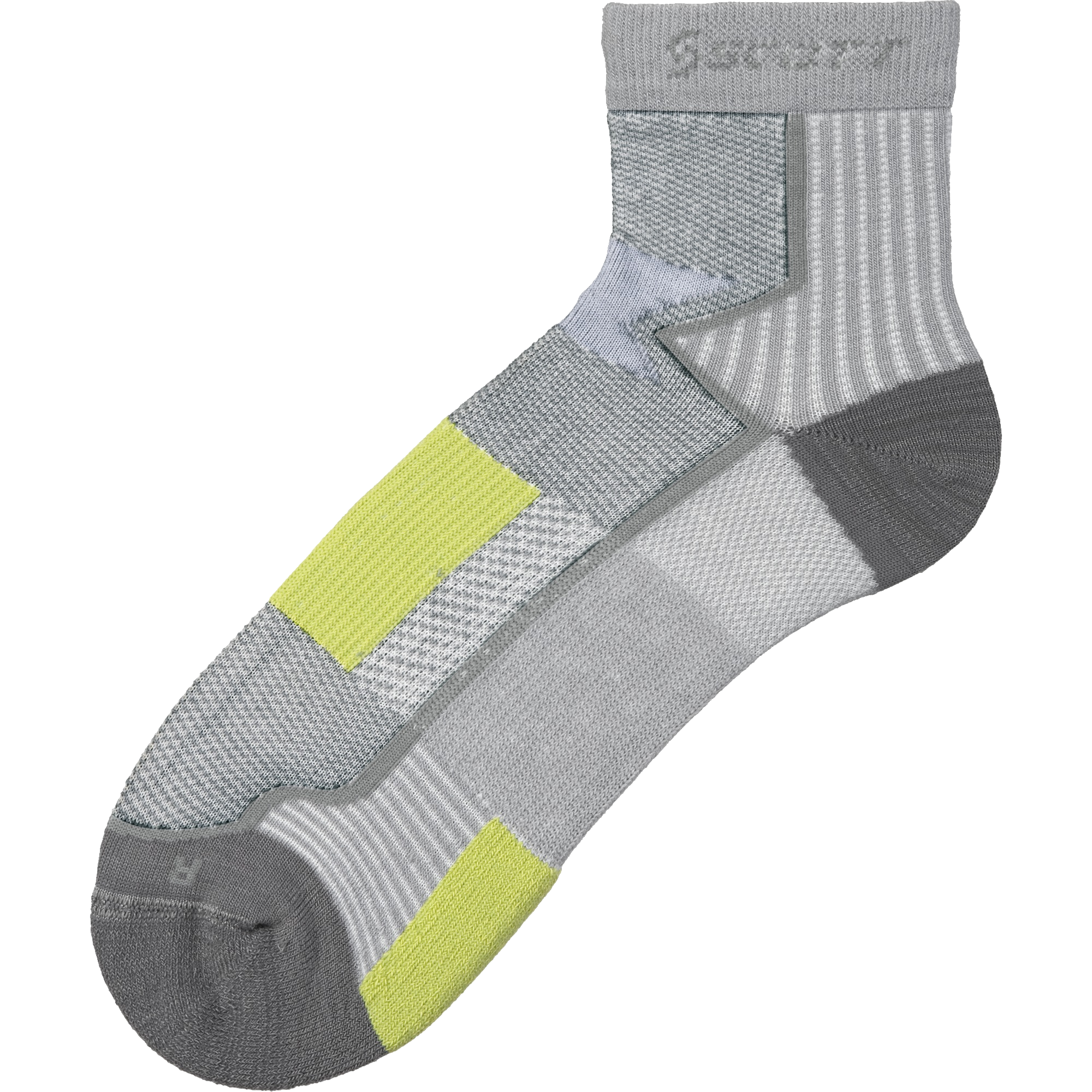 Gray Athletic Ankle Sock With Neon Yellow Support Panels