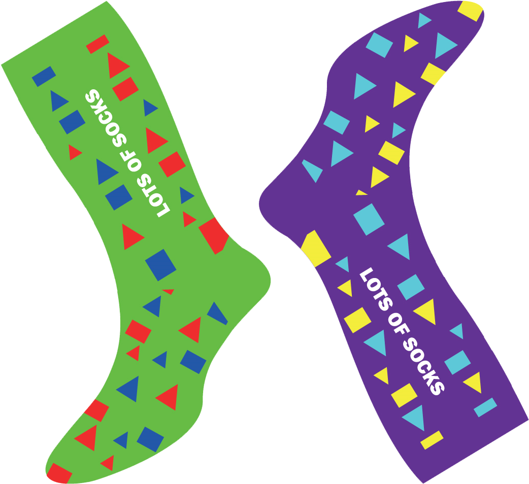 Mismatched Green And Purple Lost Socks With Colorful Patterns Graphic