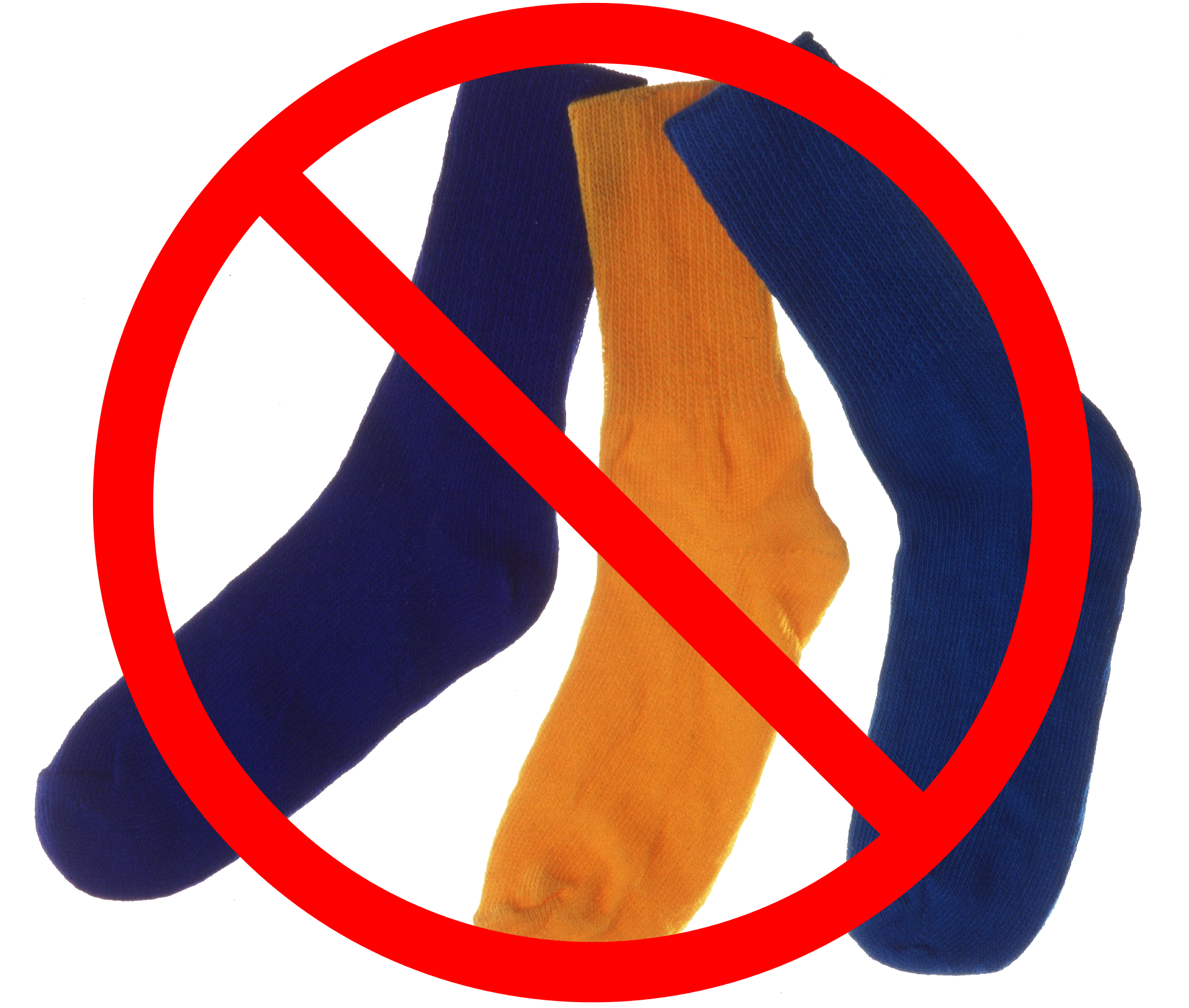 No Socks Symbol With Red Prohibition Circle And Colorful Socks