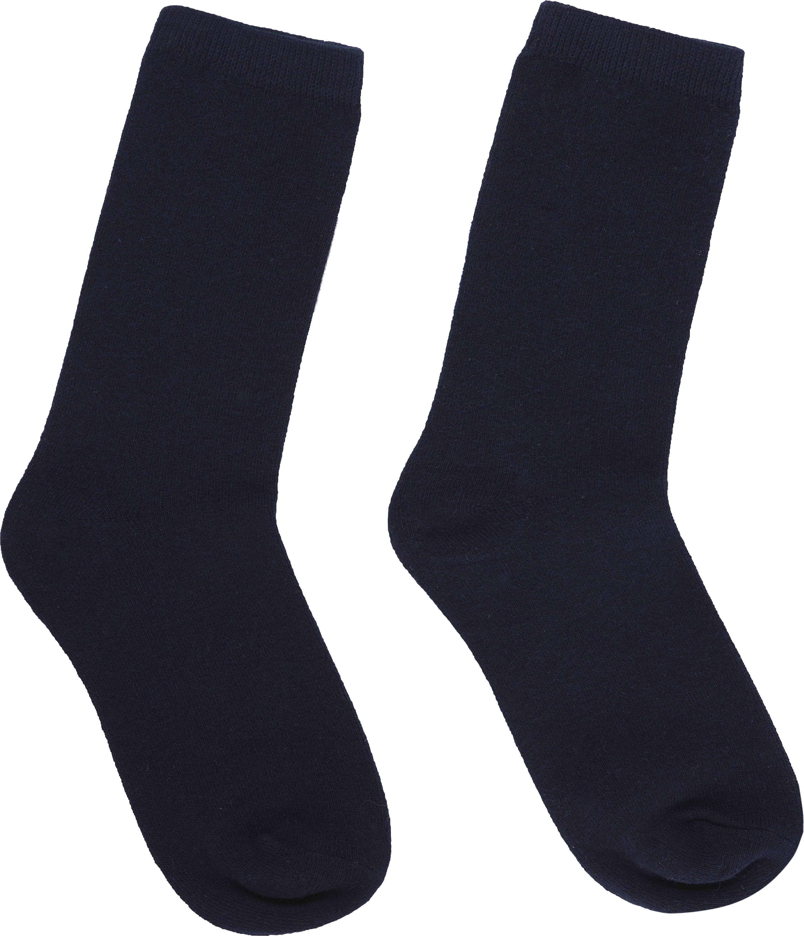 Pair Of Black Crew Socks With Classic Ribbed Cuffs