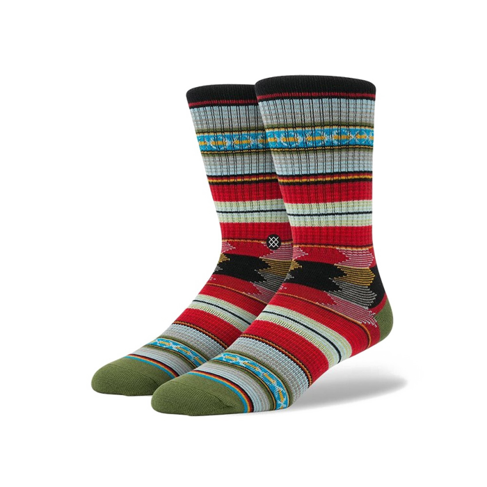 Pair Of Colorful Retro Striped Socks With Multicolor Knit Pattern