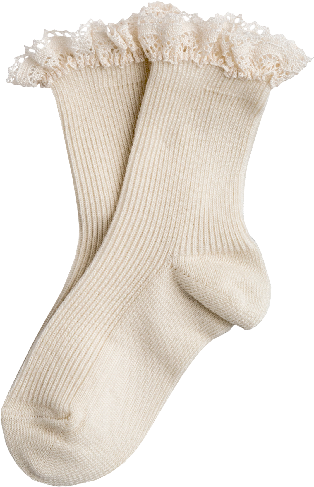 Pair Of Cream Ankle Socks With Delicate Frilled Lace Cuffs
