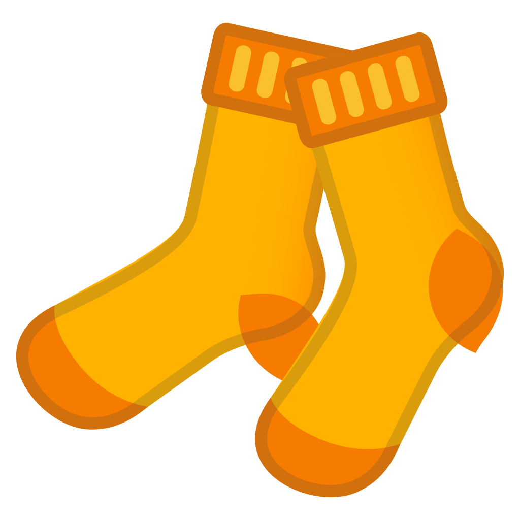 Pair Of Orange Yellow Cartoon Socks With Ribbed Cuffs