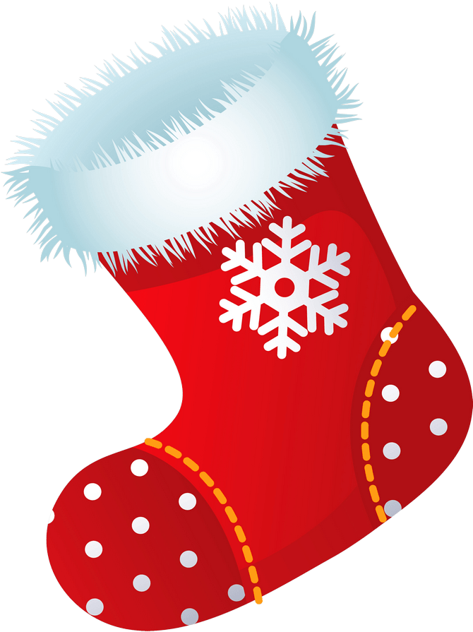 Red Christmas Sock With White Snowflake And Fuzzy Cuff