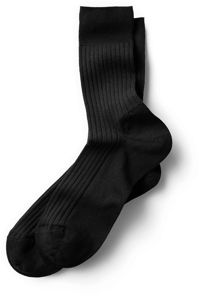 Single Black Performance Crew Sock With Ribbed Ankle Cuff