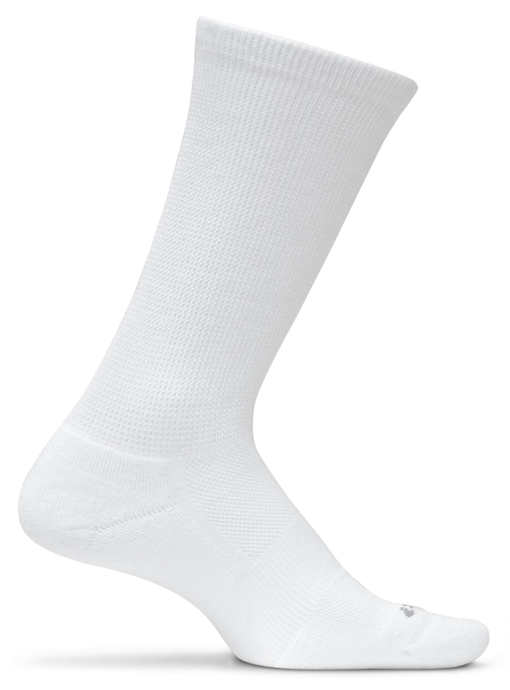 Single White Cotton Crew Sock Side View With Ribbed Cuff