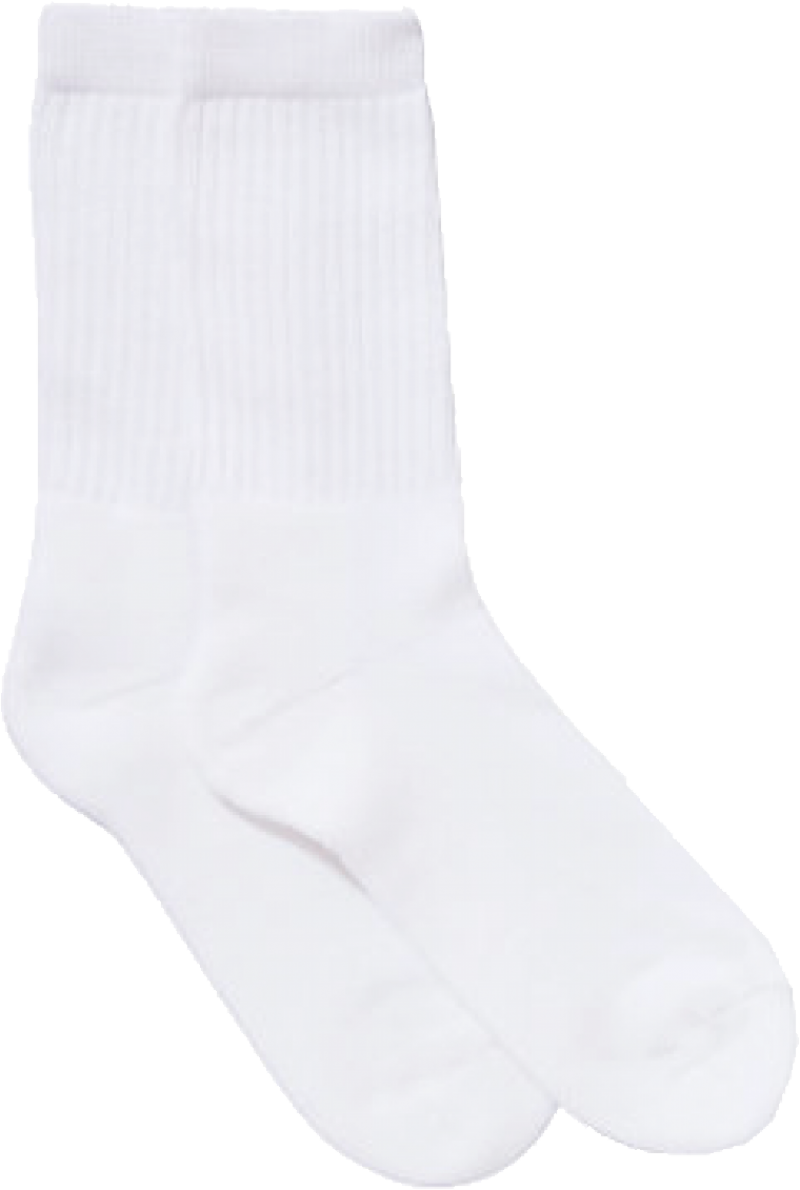 Single White Ribbed Cotton Sock Isolated Transparent Background PNG