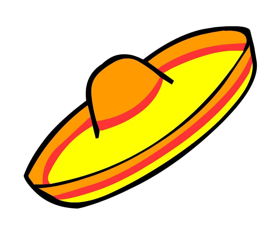 Bright Yellow And Red Sombrero Hat Simple Cartoon Line Illustration