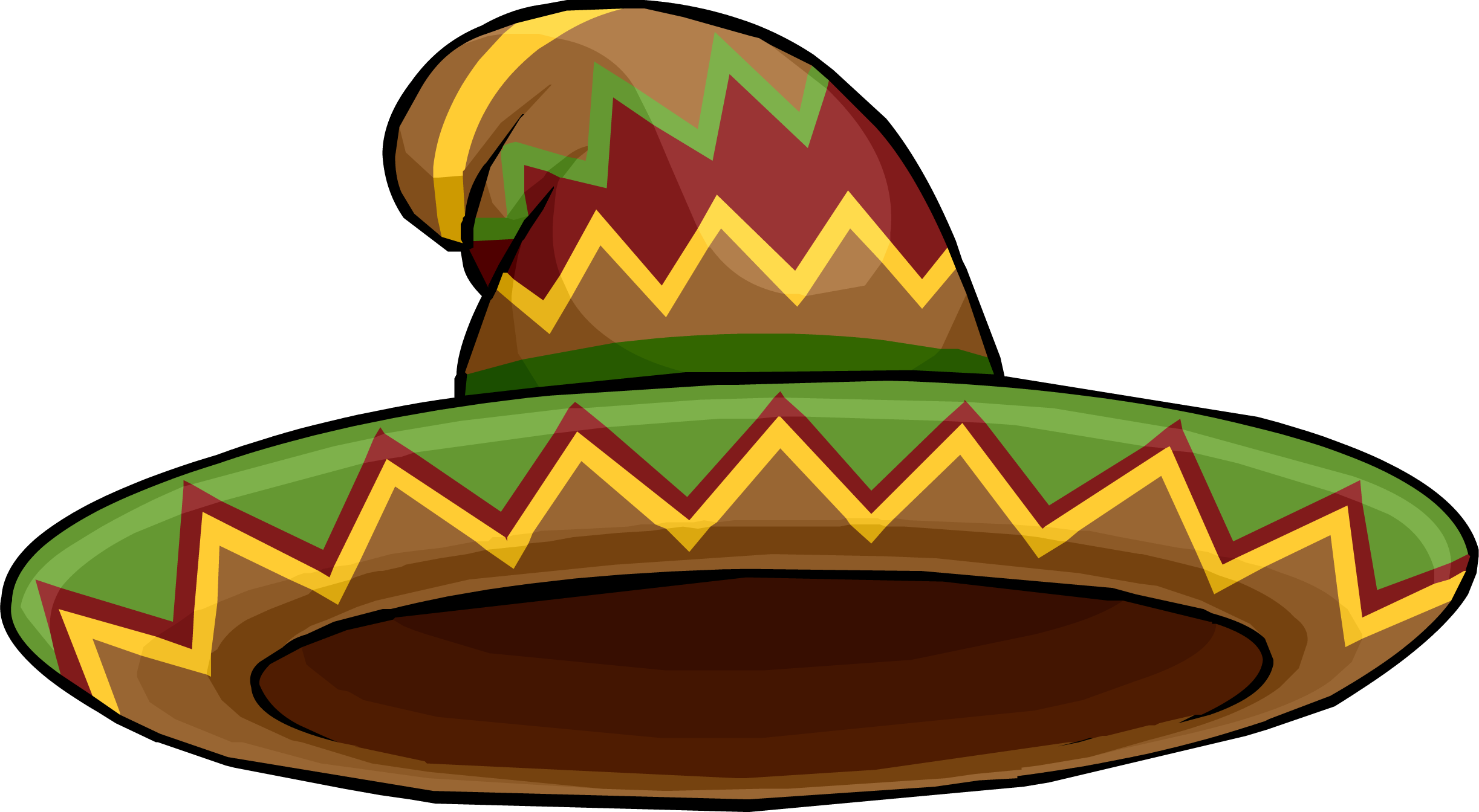 Brown Sombrero Illustration With Green Red And Yellow Zigzag Trim