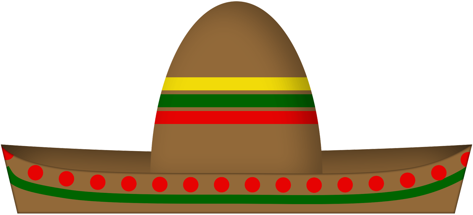 Brown Sombrero With Red Pom Pom Trim And Green Striped Hatband
